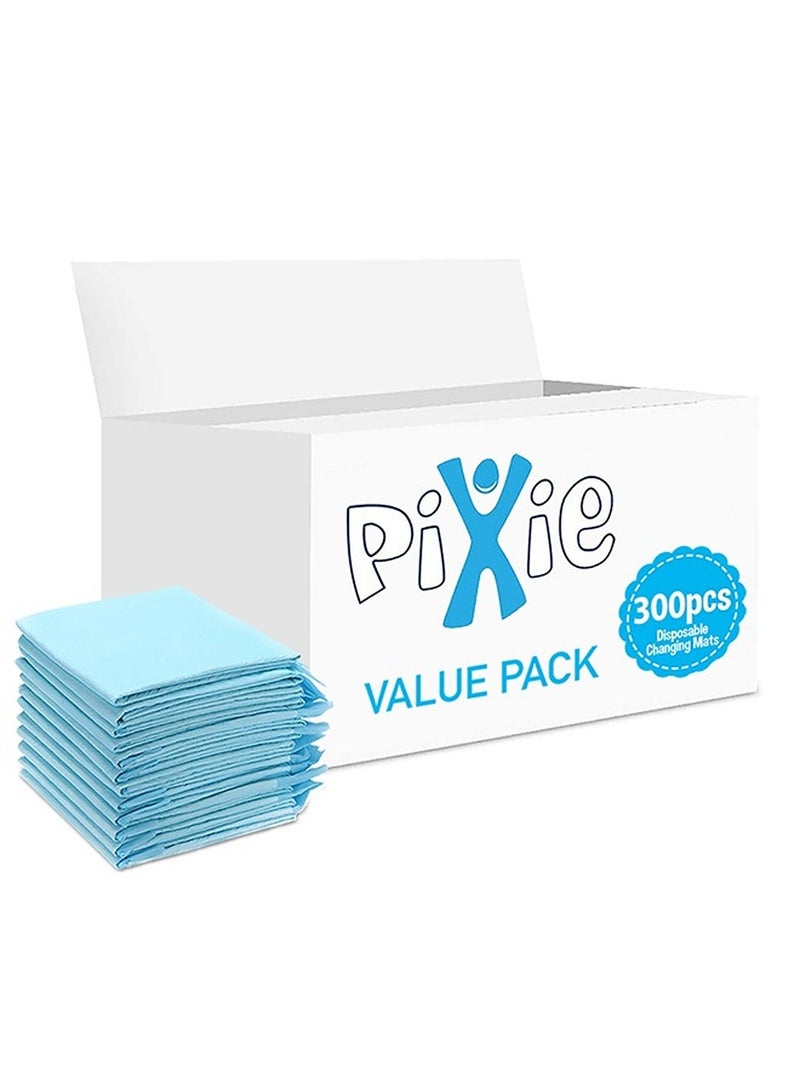 Pixie Disposable Changing Mats 300 Counts Soft Waterproof Mat Portable Leak Proof Changing Mat New Mom Leak Proof Under pad Mattress Table Protector Pad