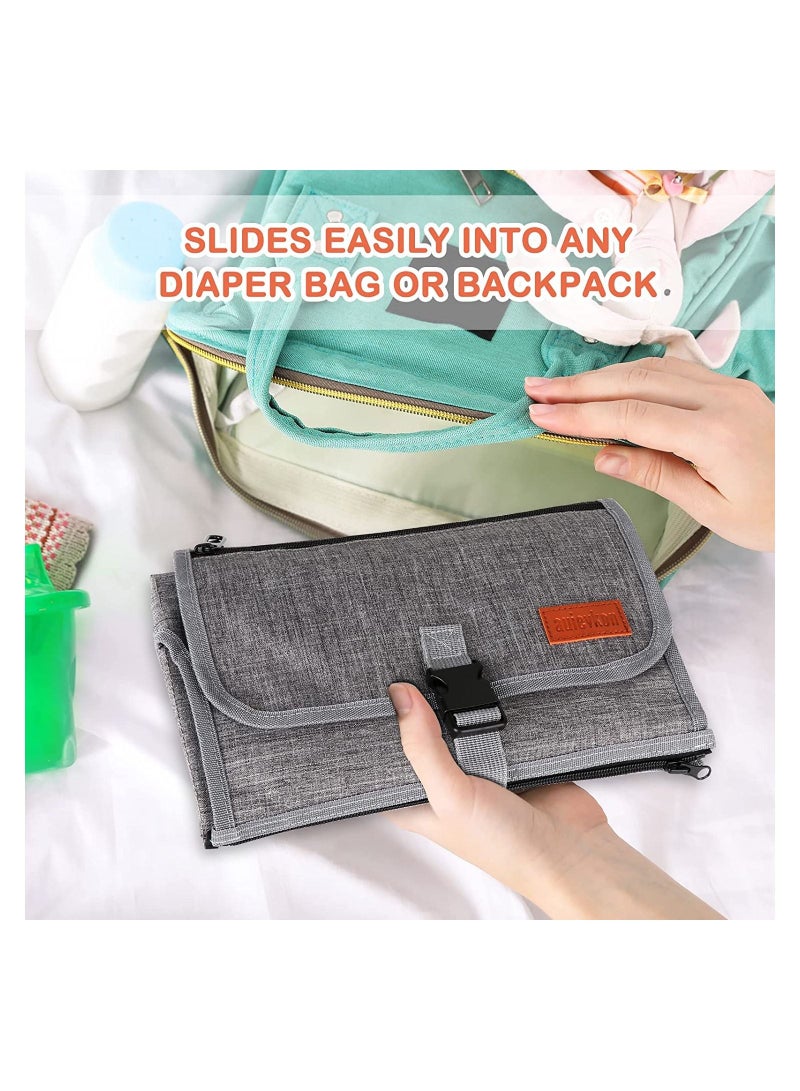 Portable Diaper Changing Pad, Baby Changing Mat with Smart Wipes Pocket, Waterproof Changing Station Kit, Foldable Changing Pad for Baby Shower, Travel, Walking