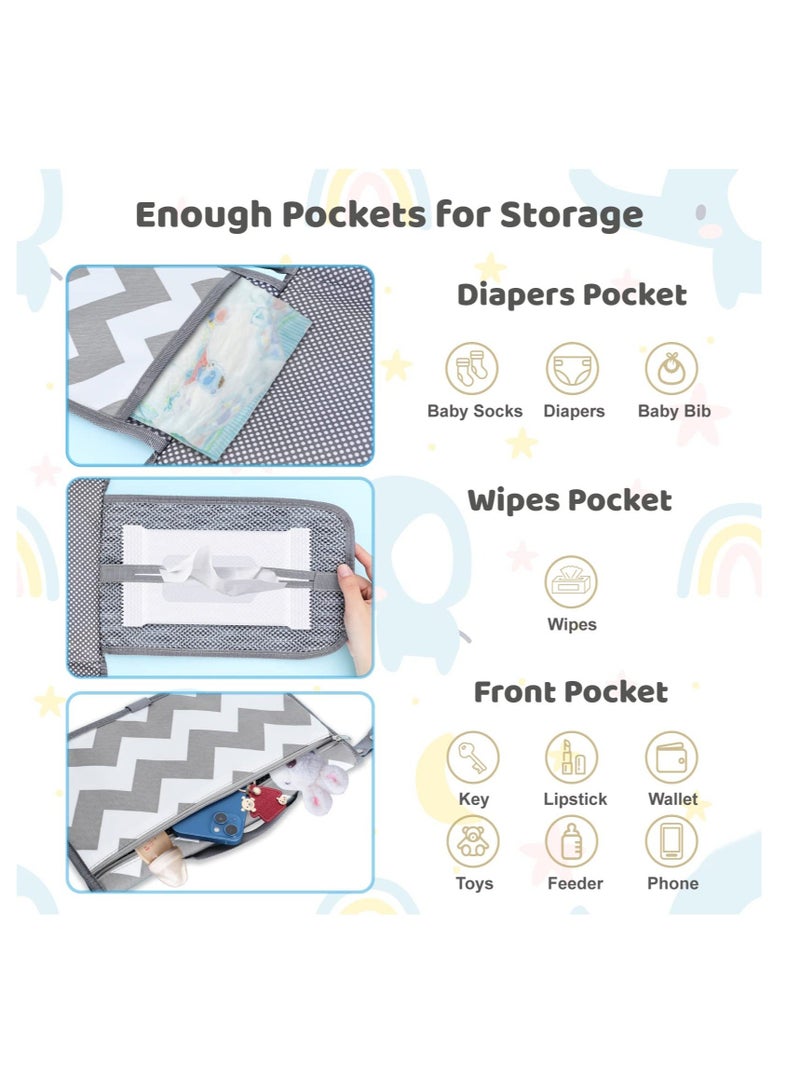 Baby Portable Diaper Changing Pad, Pad & Changer Travel Bag, Smart Design Mat, Waterproof Kit, Gifts for Shower (Grey Wave)