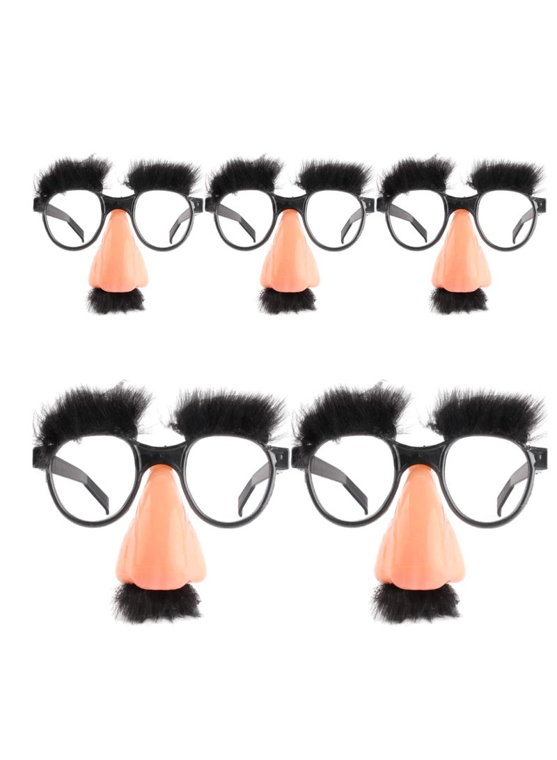 5 Pcs Funny Glasses with Big Nose Eyebrows and Mustache, Disguise Glasses, Perfect Party Favors, Suitable for parties, funny photos