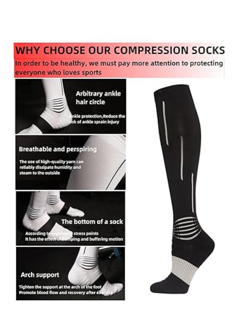 1 Pair Sports Compression Socks for Women and Men, 20-30 mmHg Running Support Socks, Wide Calves for Flying Running, Athletic, Compression Socks for Woman & Man Unisex (M, 38-45)