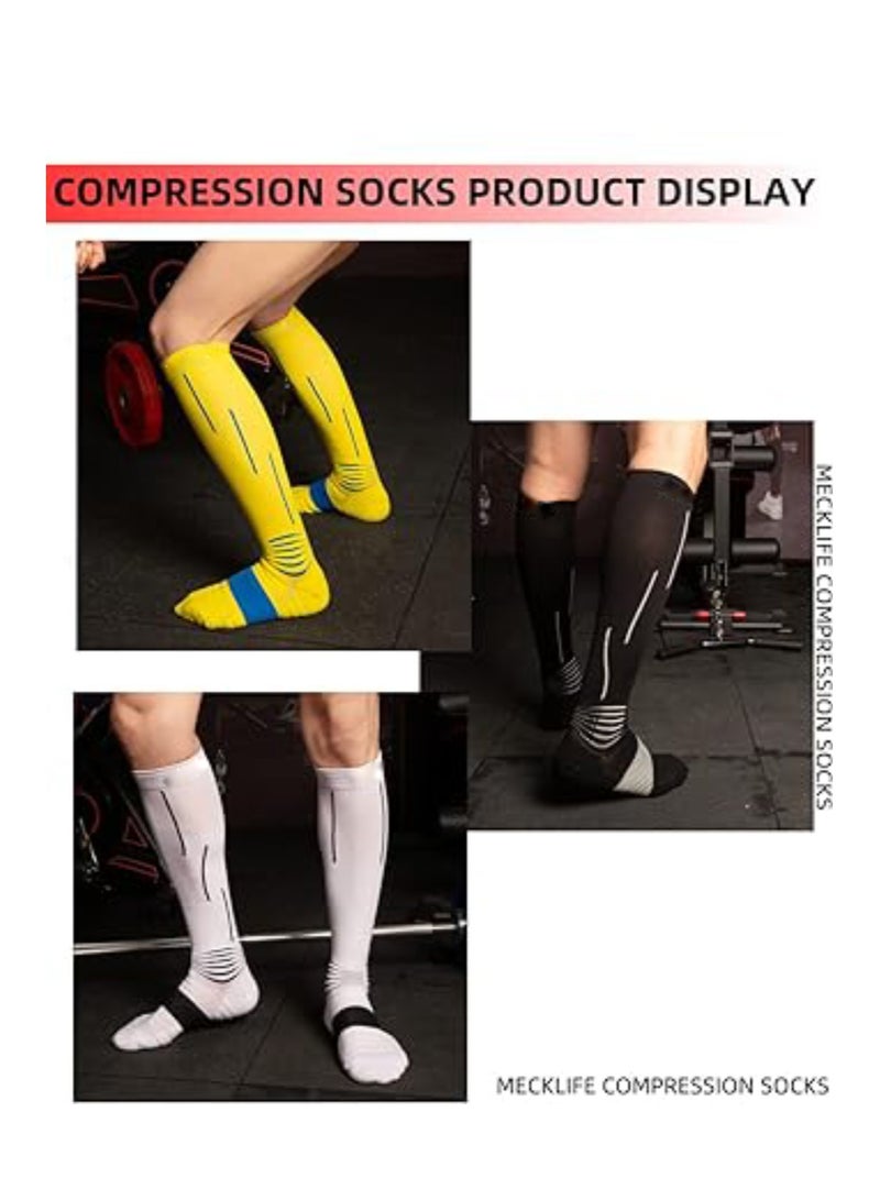 1 Pair Sports Compression Socks for Women and Men, 20-30 mmHg Running Support Socks, Wide Calves for Flying Running, Athletic, Compression Socks for Woman & Man Unisex (M, 38-45)