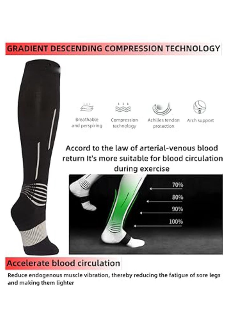 1 Pair Sports Compression Socks for Women and Men, 20-30 mmHg Running Support Socks, Wide Calves for Flying Running, Athletic, Compression Socks for Woman & Man Unisex (M, 38-45)