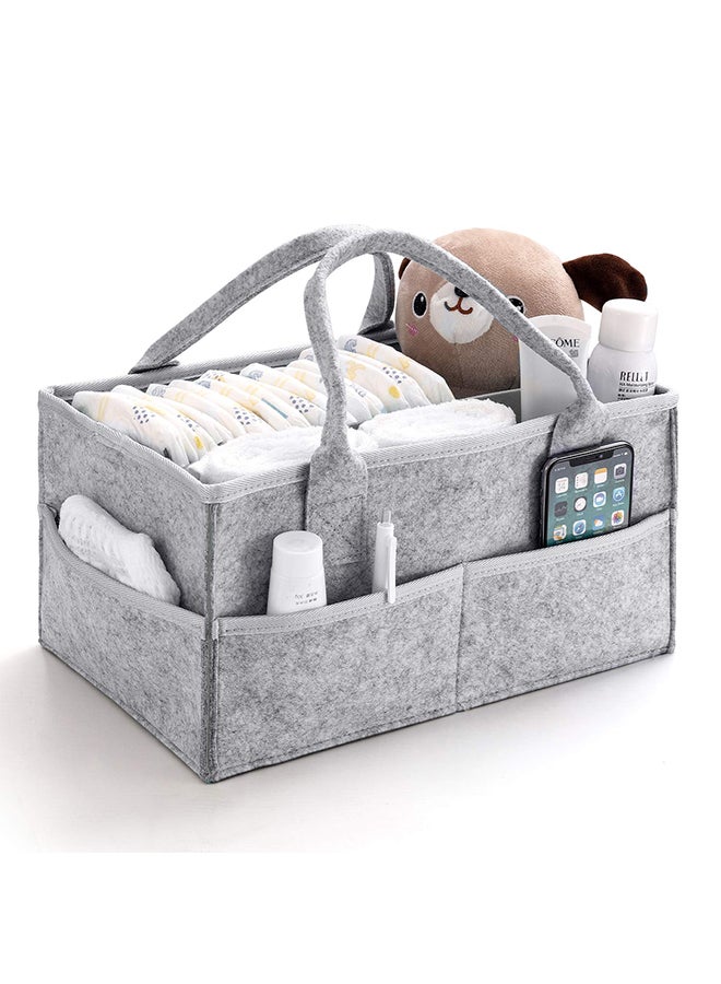 Baby Diaper Changing Organizer Basket Nursery Diapers Table Caddy Bag - Grey