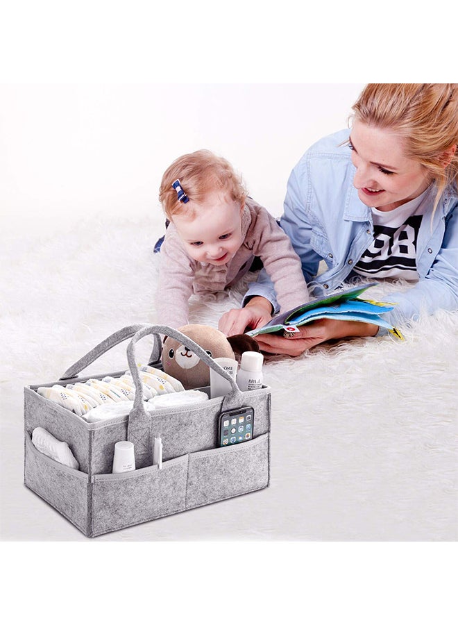 Baby Diaper Changing Organizer Basket Nursery Diapers Table Caddy Bag - Grey