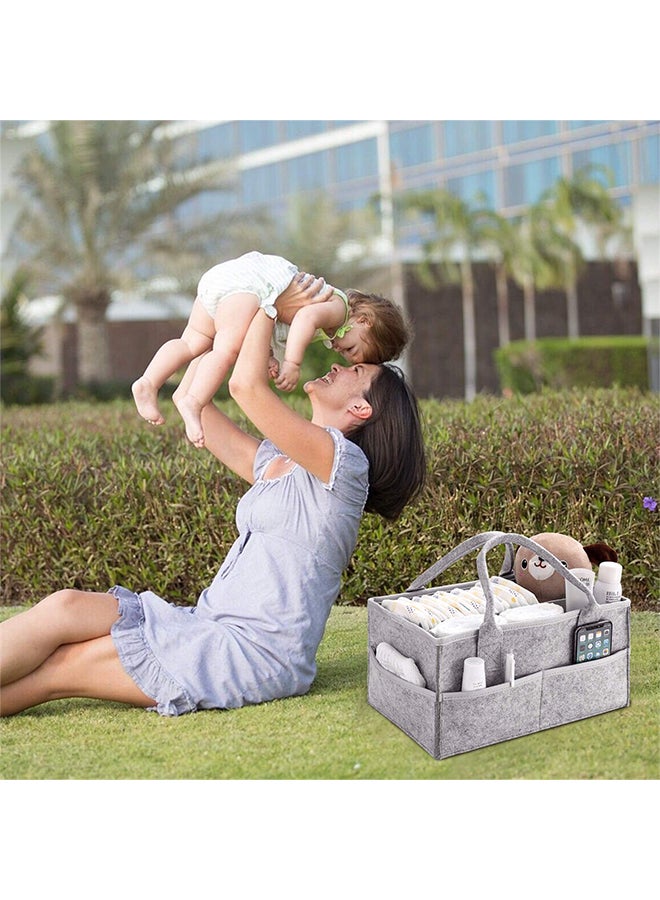 Baby Diaper Changing Organizer Basket Nursery Diapers Table Caddy Bag - Grey