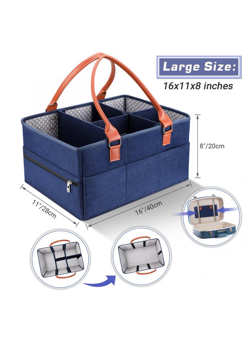 Foldable And Portable Organizer Premium Diaper Caddy - Blue