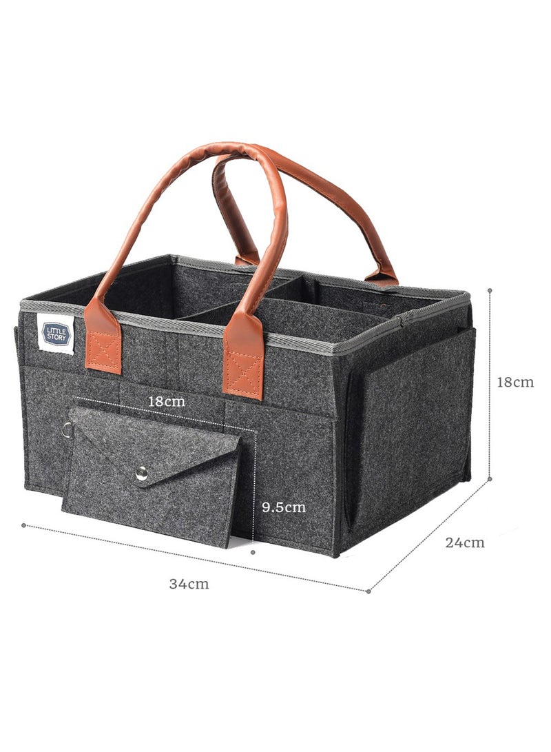 Foldable And Portable Diaper Caddy Organizer Caddy With Travel Pouch - Medium - Dark Grey