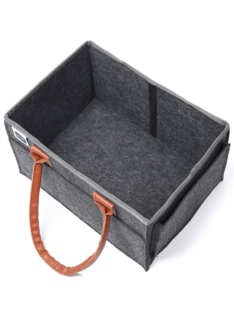 Foldable And Portable Diaper Caddy Organizer Caddy With Travel Pouch - Medium - Dark Grey