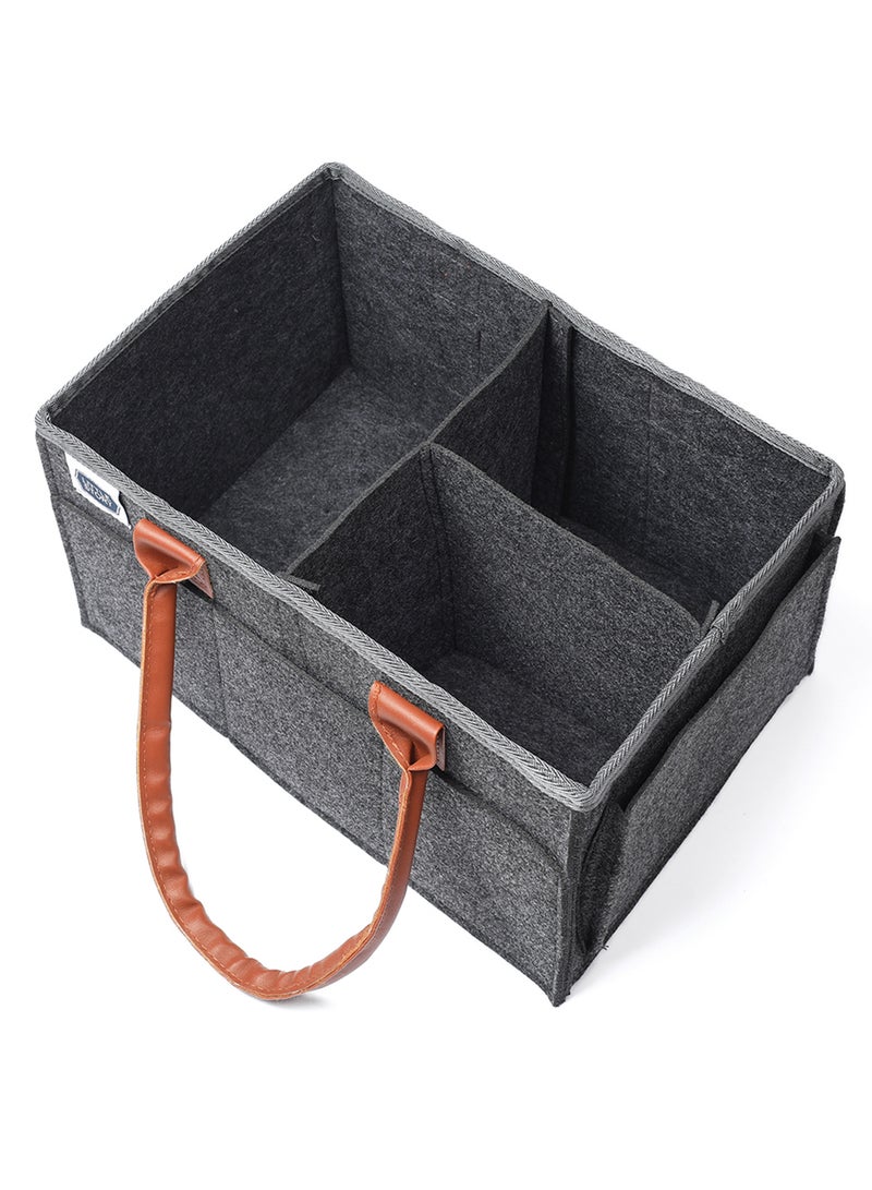 Foldable And Portable Diaper Caddy Organizer Caddy With Travel Pouch - Medium - Dark Grey