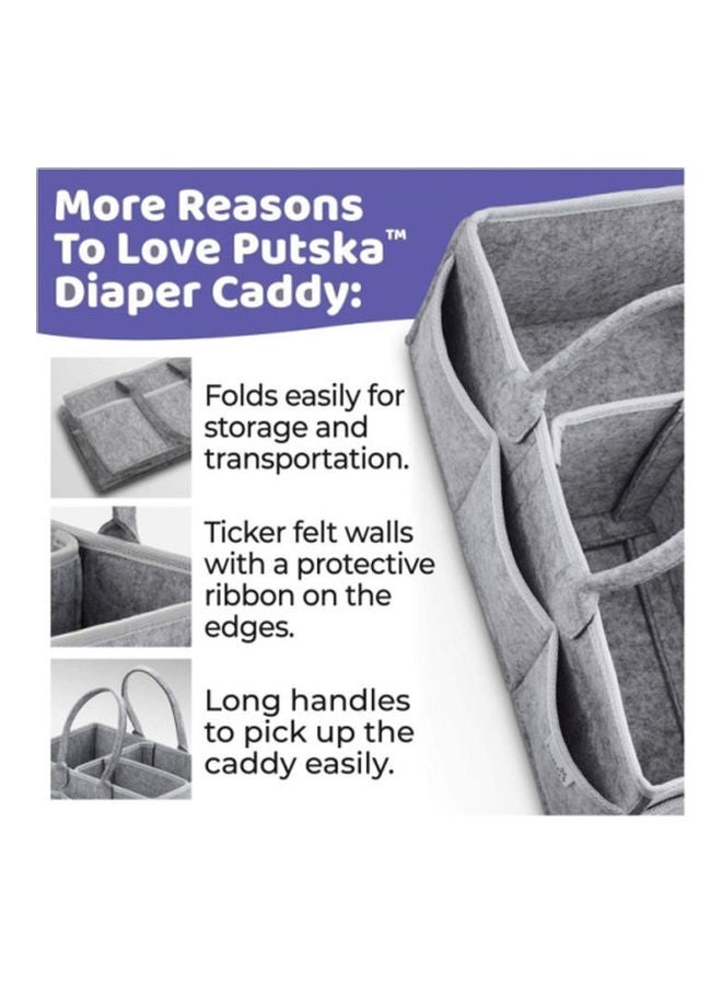 Portable Sturdy Exterior Baby Diaper Caddy Organizer With Additional Side Pockets