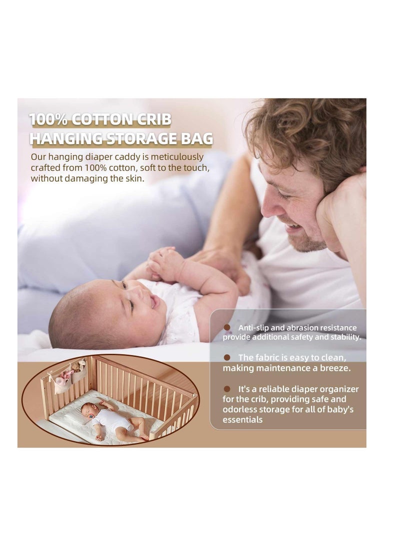 Diaper Caddy and Organizer for Changing Table Crib Multi-Functional Hanging Stacker Nursery Cribs Holder Baby Storage Accessories(Khaki, 8