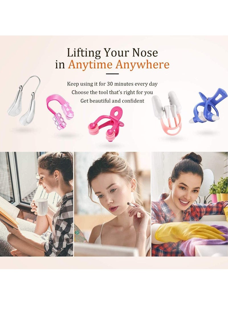 Nose Shaper Clip Nose Up Lifting Shaping Shaper Clip Nose Shapers Silicone Clamp Clip Nose Straighteners for Natural Nose up Slimmer Lifting Shaping 5 Pieces Nose Shaper for Women