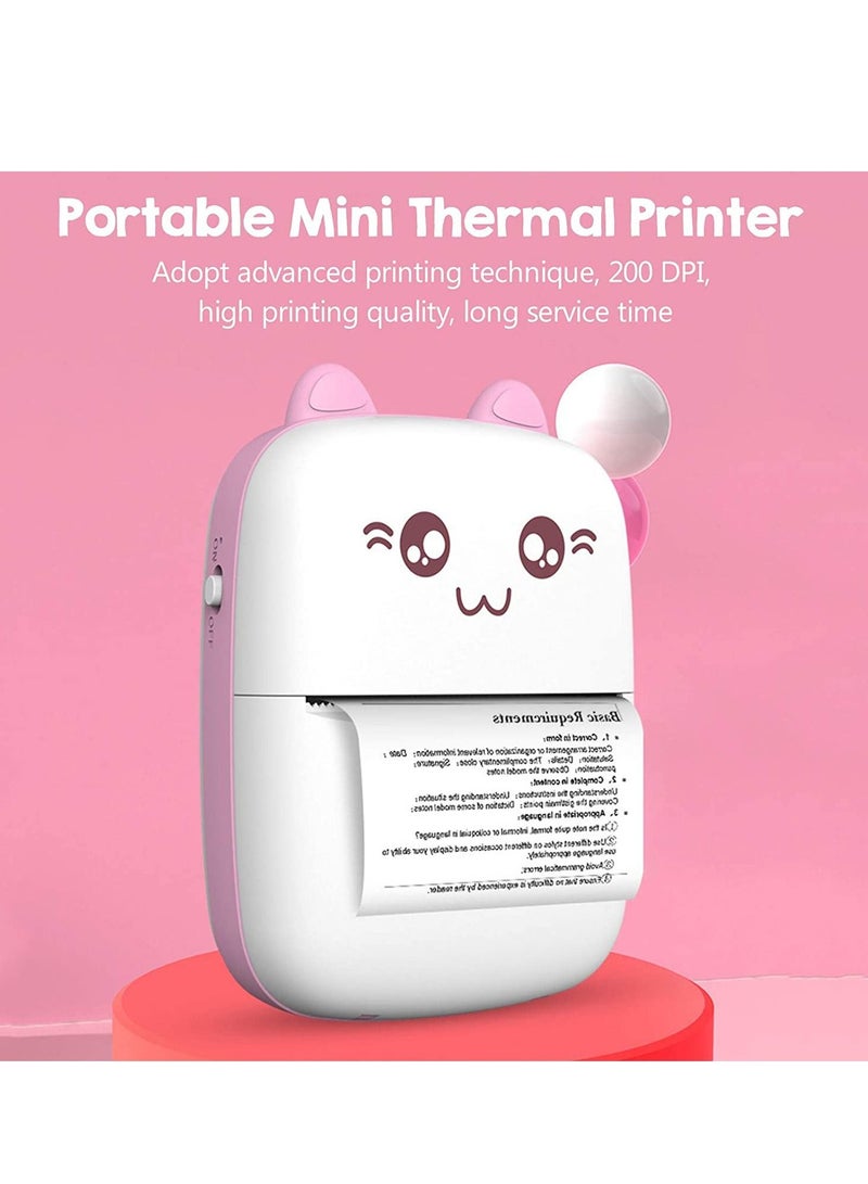 Portable Mini Pocket Printer BT Thermal Printer with Thermal Printing Paper USB Cable for Note Photo Web Document Printing