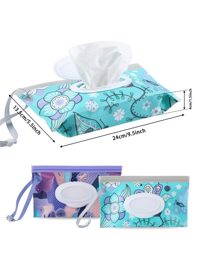 2 Pack Baby Wipe Dispenserreusable Portable Wipe Holderbaby Wipes Containertravel Baby Wipesrefillable Wet Wipe Pouch(Floral)