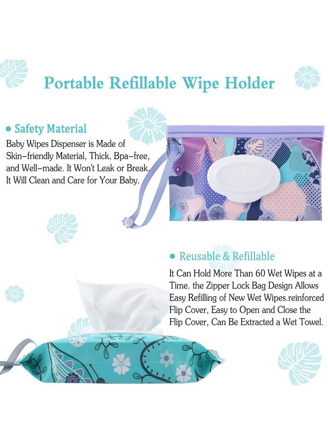 2 Pack Baby Wipe Dispenserreusable Portable Wipe Holderbaby Wipes Containertravel Baby Wipesrefillable Wet Wipe Pouch(Floral)