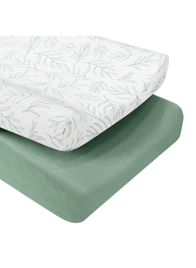 Changing Pad Cover Ultra Soft Jersey Knit Cotton Diaper Change Table Pad Covers For Baby Girls And Boys 2 Pack (Sage Green)