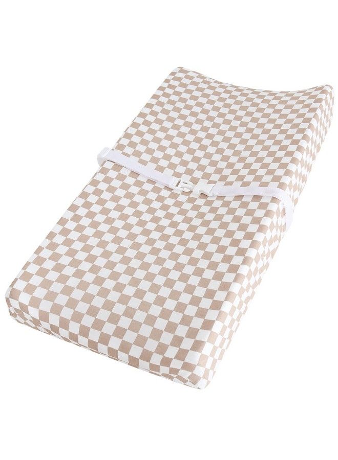 Muslin Changing Pad Cover For Baby Girls Boys Bamboo Cotton Comfort Neutral Diaper Change Table Pad Covers Soft Boho Changing Pad Sheets Checkered 16