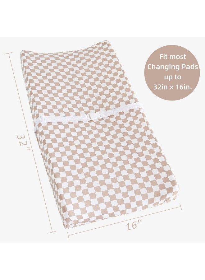 Muslin Changing Pad Cover For Baby Girls Boys Bamboo Cotton Comfort Neutral Diaper Change Table Pad Covers Soft Boho Changing Pad Sheets Checkered 16