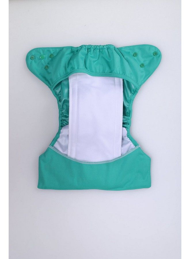 Baby Reusable Diaper Cover Adjustable Size With Wet Free Insert ( Blue Green 0 To 3 Years)