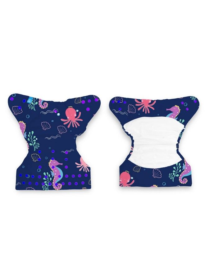 Cloth Diaper Cover Shell Perfect For Babies Between 6 36 Months 7 To 15 Kgs Seahorse Print No Insert Included (Adjustable Washable & Reusable Snap Fit Diaper Cover)