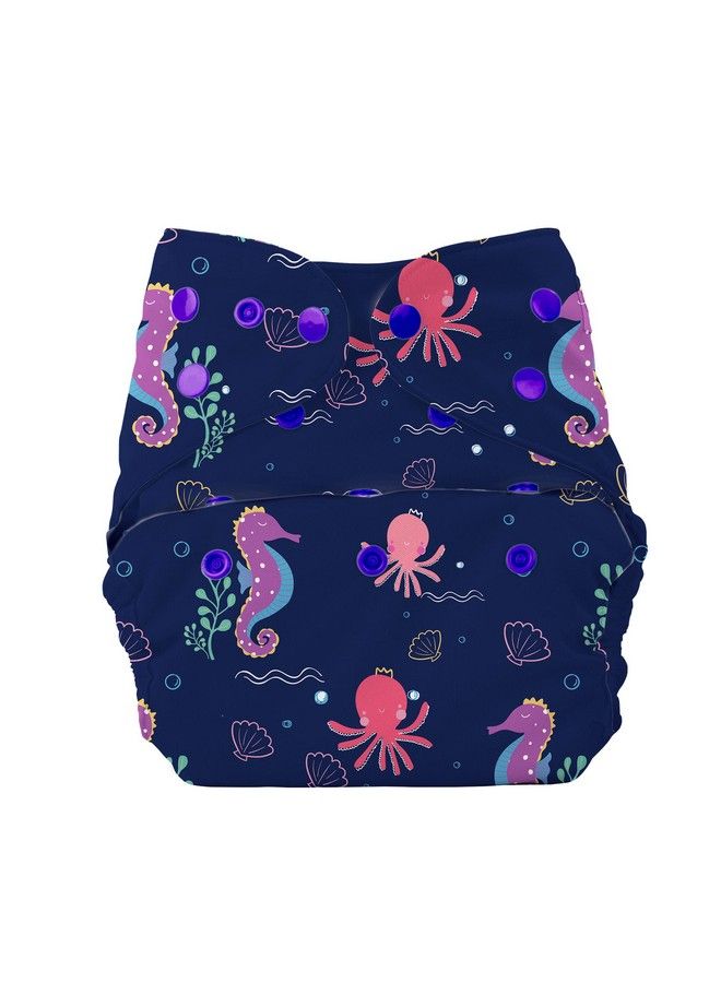 Cloth Diaper Cover Shell Perfect For Babies Between 6 36 Months 7 To 15 Kgs Seahorse Print No Insert Included (Adjustable Washable & Reusable Snap Fit Diaper Cover)