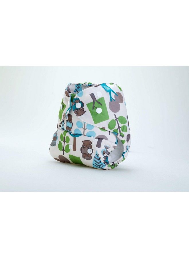 Cloth Diaper Cover With 2 Wet Free Inserts Perfect For Babies Between 636 Months 7 To 15 Kgs Trees (Adjustable Washable & Reusable Snap Fit Diaper Cover With 2 Soakers)