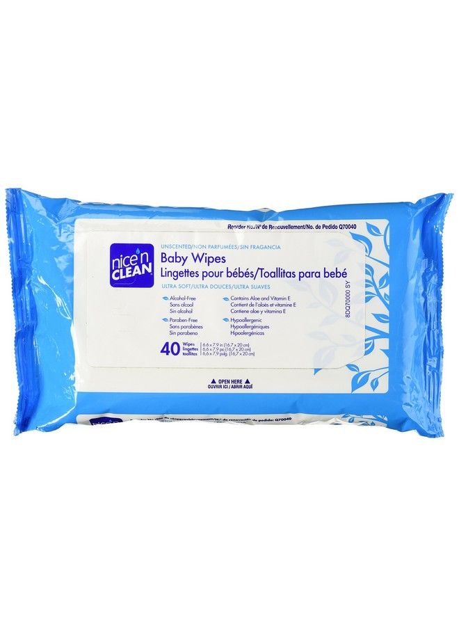 Baby Wipes With Aloe Travel Pak Unscented Hypoallergenic 40 Wipes