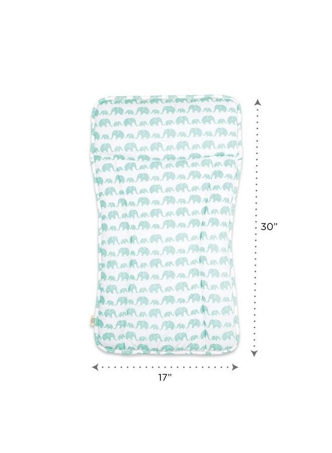 Organic Cotton Baby Changing Mat For Newborn Baby Essentials Unisexelephant Green
