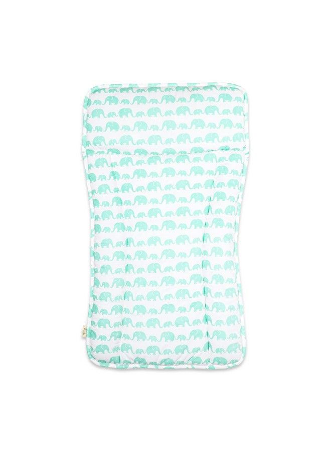 Organic Cotton Baby Changing Mat For Newborn Baby Essentials Unisexelephant Green