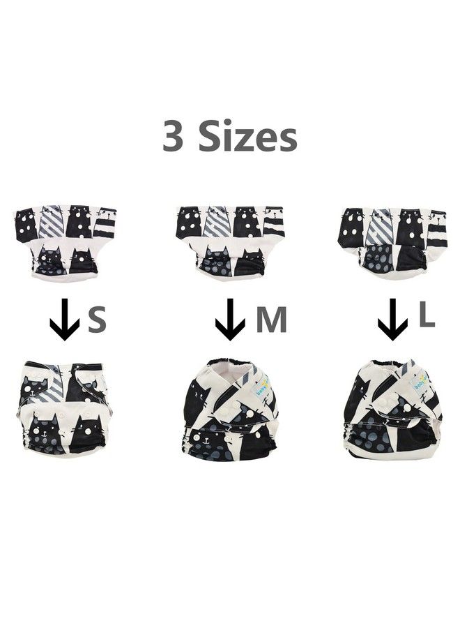 Reusable Cloth Diapers For Baby Boys One Size Adjustable Washable Pocket Nappy Covers 6 Pack+6Pcs Bamboo Inserts+Wet Bag 6Fb42