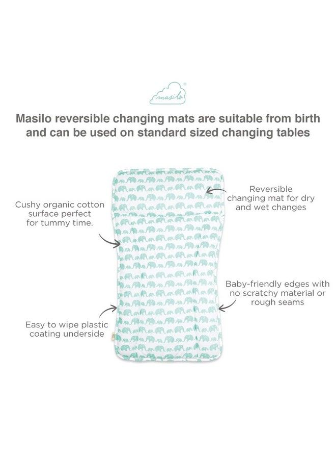 Organic Cotton Baby Changing Mat For Newborn Baby Essentials Unisex Elephant Green