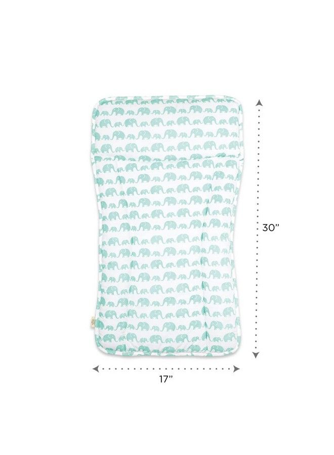 Organic Cotton Baby Changing Mat For Newborn Baby Essentials Unisex Elephant Green