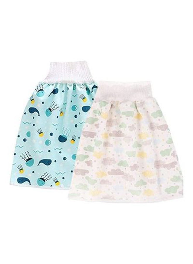 2-Piece Toddler Training Waterproof Diaper Skirt For Baby Girls - Multicolour