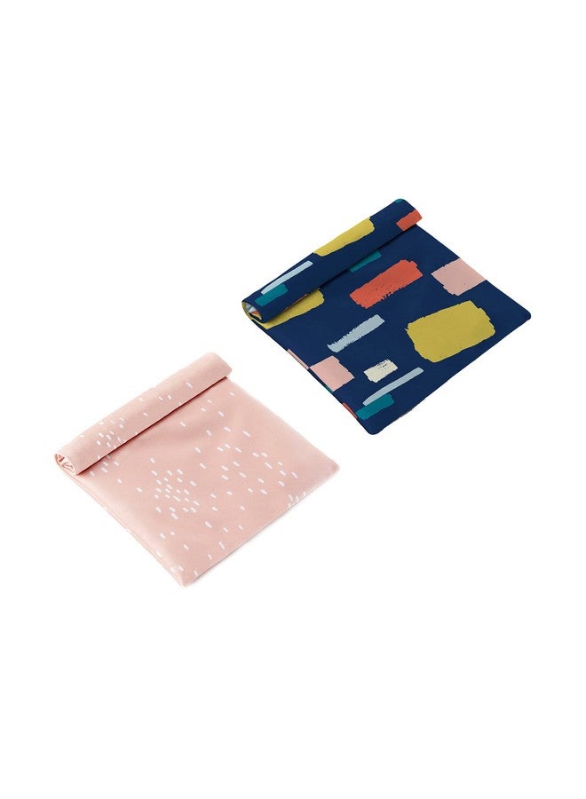 Petite Pouch 2 Pack A Tiny Waterproof Reusable Bag For Cloth Wipes Disposable Wipes And Snacks Travel Friendly One Size Brushstroke + Confetti