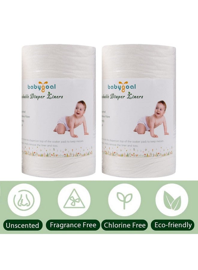 Bamboo Cloth Diaper Liners Biodegradable (2 Pack/200 Sheets) For Ecofriendly Diapering