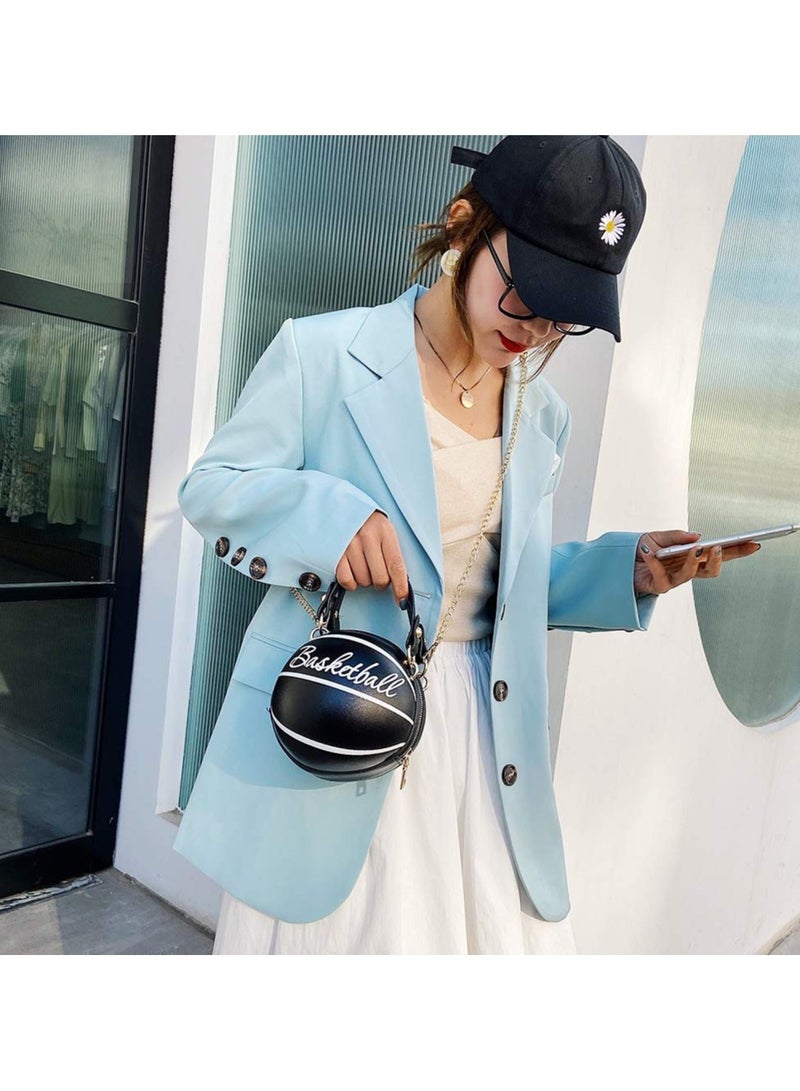 Shoulder Bag Basketball Football Shaped Fashion Portable Handbag Novelty Purse Circle Shoulder Bag for Girls and Women