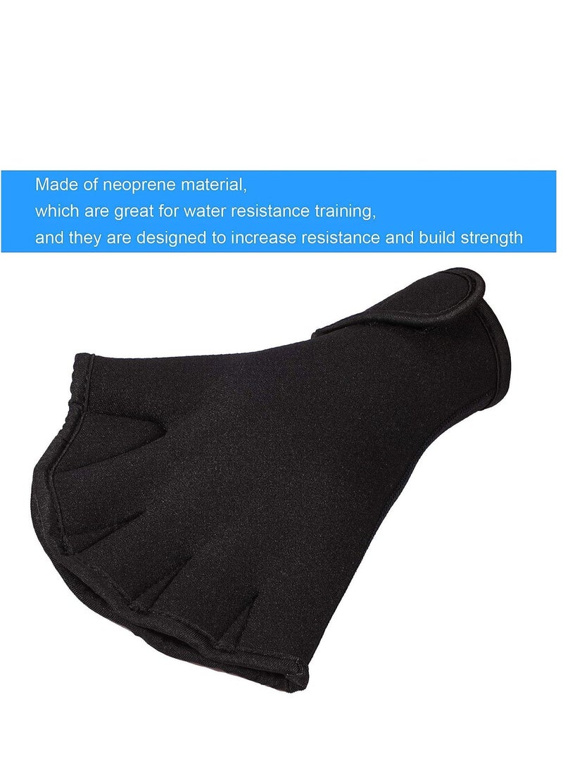 Swimming Gloves, 2 Pairs Aquatic Swim Training Gloves Neoprene Gloves, Fitness Water Resistance Webbed Gloves Water Aerobic Equipment for Swimming Diving Exercise Training