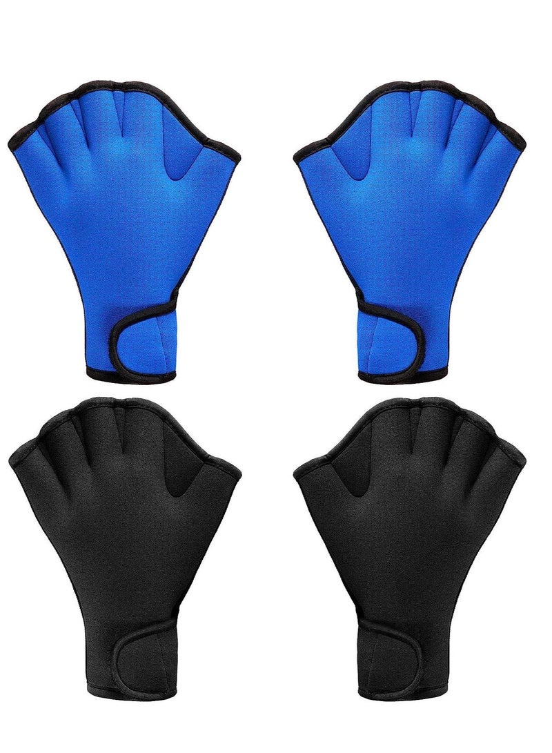 Swimming Gloves, 2 Pairs Aquatic Swim Training Gloves Neoprene Gloves, Fitness Water Resistance Webbed Gloves Water Aerobic Equipment for Swimming Diving Exercise Training