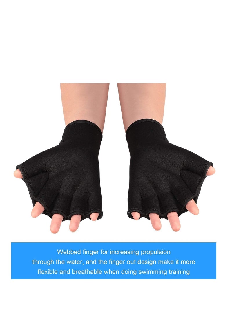 Swimming Gloves, 2 Pairs Aquatic Swim Training Gloves Neoprene Gloves, Fitness Water Resistance Webbed Gloves Water Aerobic Equipment for Swimming Diving Exercise Training