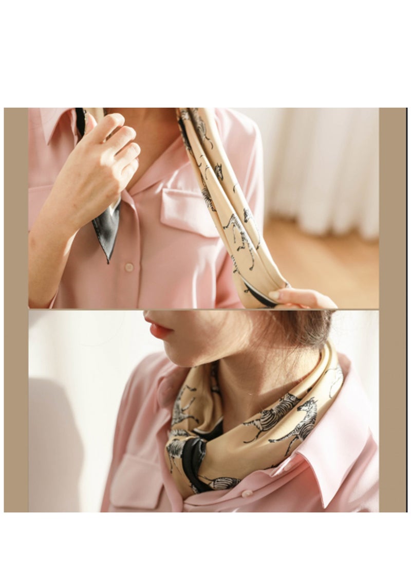 Small Silk Scarf, Women Multifunction All-match Decoration Hair Tie Fashion Retro Headwear Neckercief