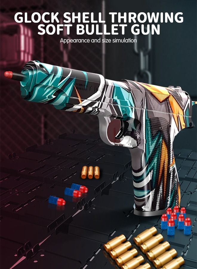 Soft Bullet Gun Toys 1911 Colt Foam Blasters Toy Pistol RoboCop Pattern, 30-PCs EVA Safety Foam Soft Bullet Darts, Shell Ejecting Shooting Games Educational Model Toys Gifts Guns Pistol