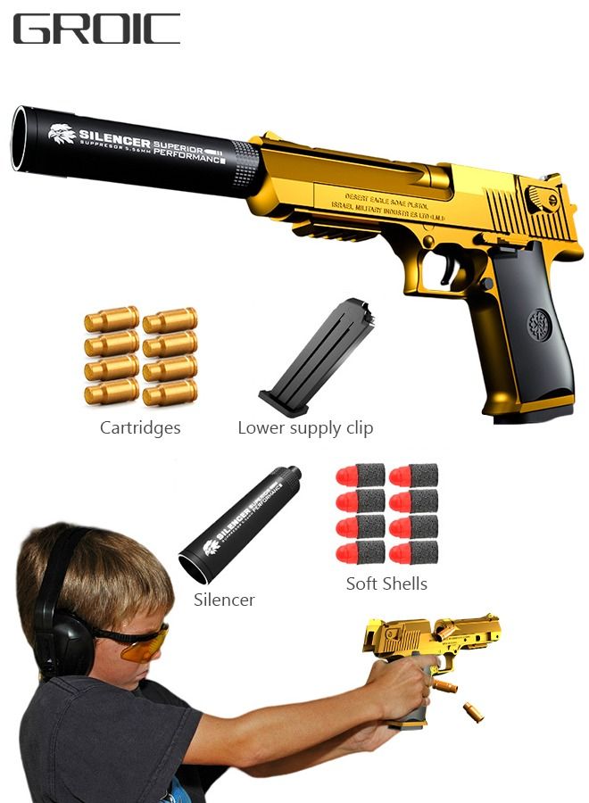 Toy Gun Soft Bullets,EVA Safety Soft Bullet Gun,Shooting Games Education Toy Model,Pistol Toy Foam Shock Wave Soft Bullet Game Gun,Shell Jump Design Toy Gun