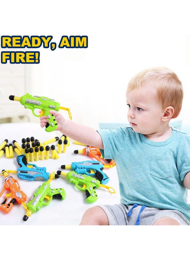 6 Pack Mini Foam Dartfiring Blasters Micro Toy Guns With 36 Darts Multi Pack Nerf Compatible Bulk Party Favors Supplies For Kids