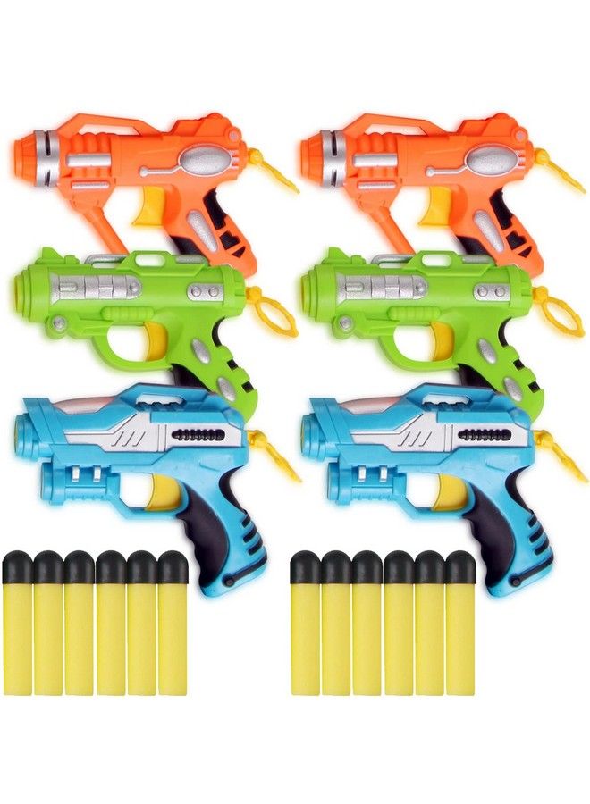 6 Pack Mini Foam Dartfiring Blasters Micro Toy Guns With 36 Darts Multi Pack Nerf Compatible Bulk Party Favors Supplies For Kids