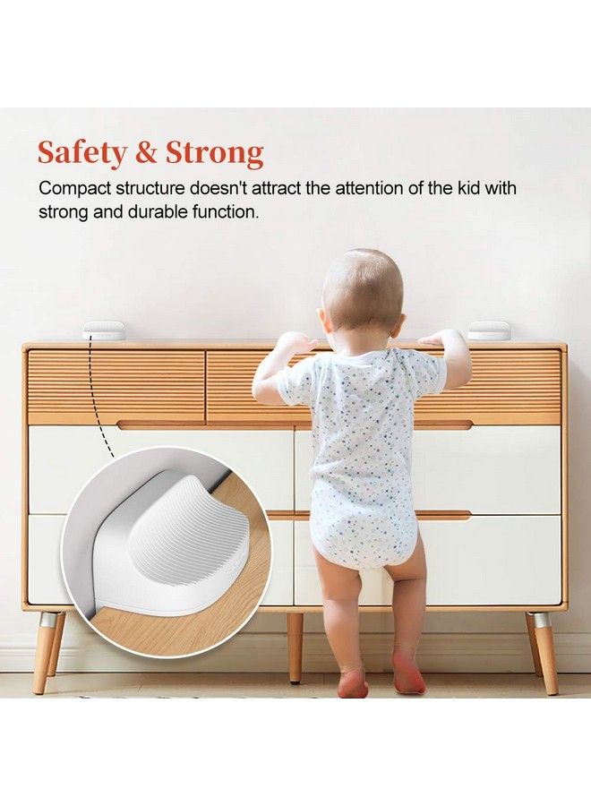 Baby Safety Antitip Furniture Anchor Straps Furniture Antitip Wall Holder For Children&Pets Childproof Antitip Furniture Wall Anchors Easy To Install (White 2 Pack)