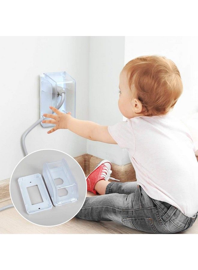 Baby Safety Electrical Outlet Cover Box Childproof Large Plug Cover For Babyproofing Outlets Easy To Install & Use (Transparent)