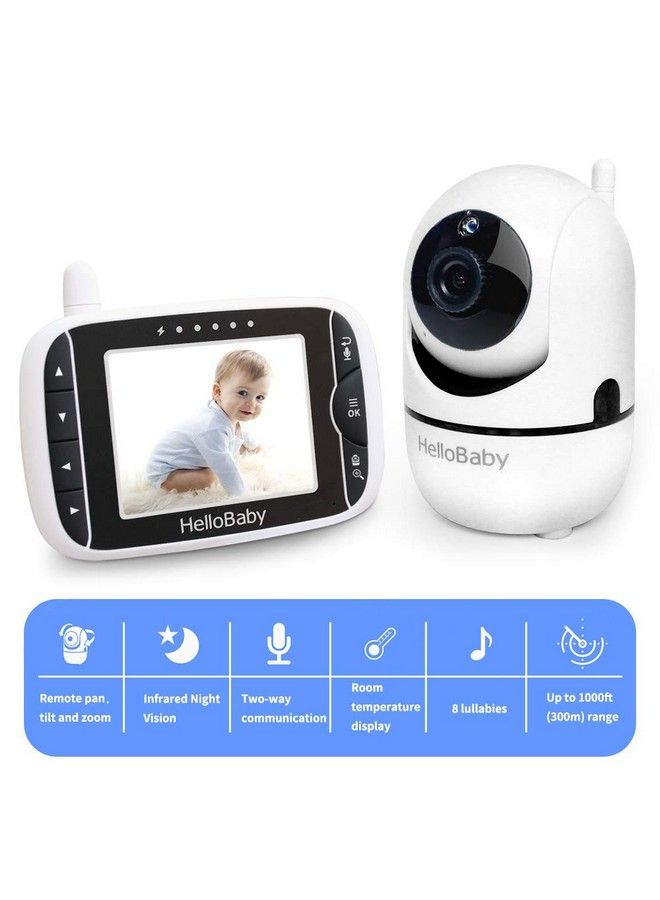 Video Baby Monitor With Remote Camera Pantiltzoom 3.2 Color Lcd Screen Infrared Night Vision Temperature Display Lullaby Two Way Audio