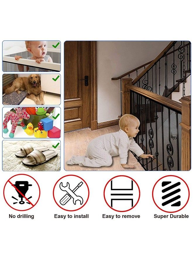 Baby Safety Net For Staircase;Railing Guard For Baby Safety Balcony;Child Safety Net For Balcony;Staircase Baby Safety;Stairs Guard For Kids;Child Safety Productpack Of 3(3M By 1.1M Wide Each) Black