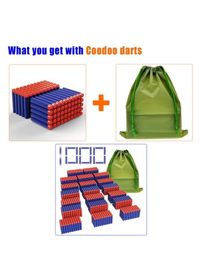 Coodoo Compatible Darts 1000 Pcs Refill Pack Bullets For Nerf N Strike Elite Series Blasters Toy Gun Blue With Storage Bag